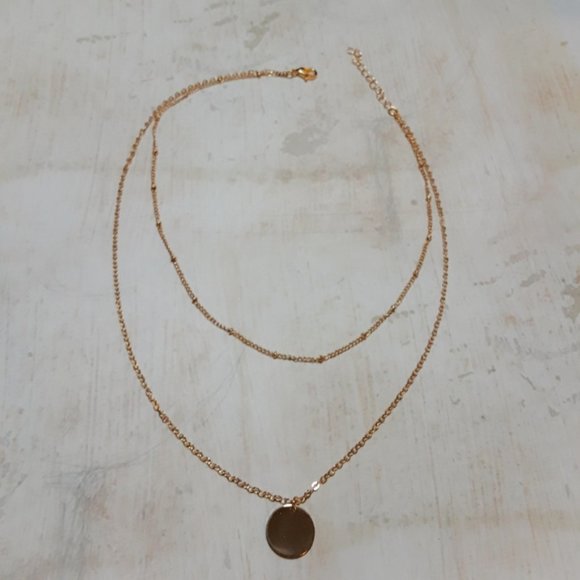 Minimalist Layered Dainty Chain Disk Necklace - Picture 2 of 7